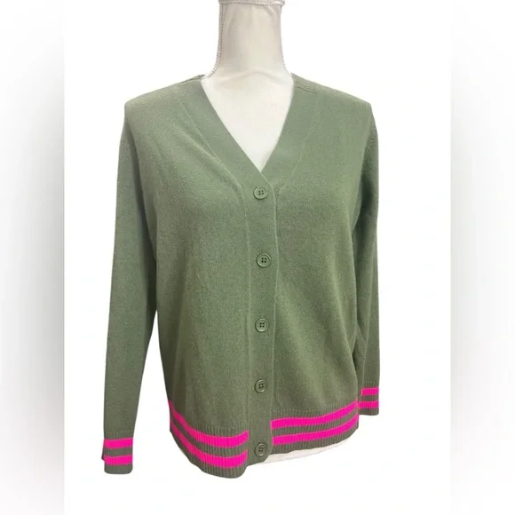 Vilagallo Wool Tiger Back Cardigan Olive Green XS Oversized Graphic Knit Spain - Picture 3 of 8